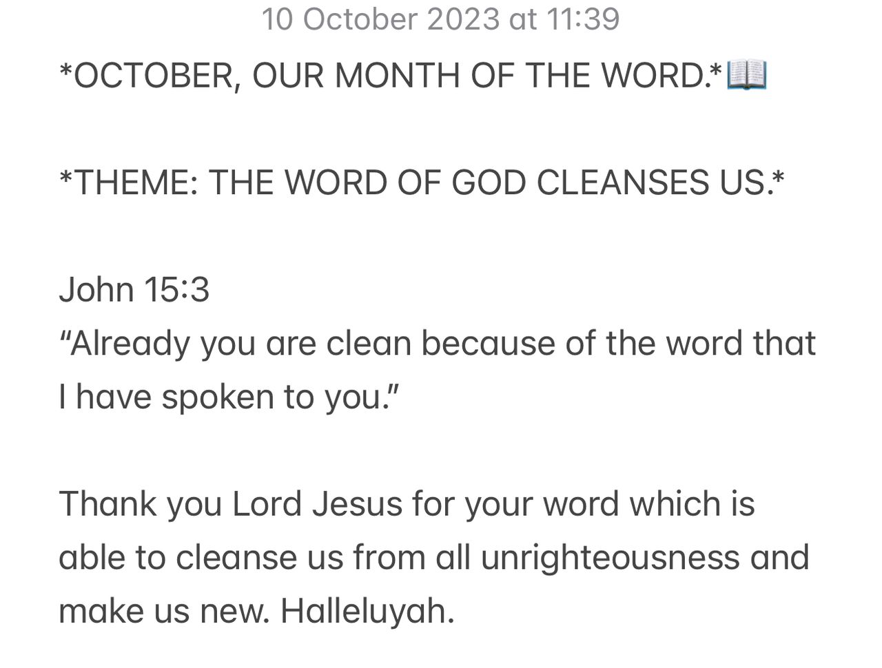 THE WORD OF GOD CLEANSES US