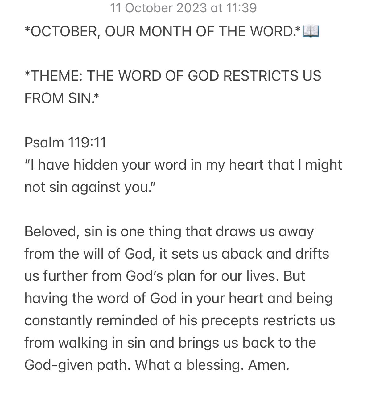 THE WORD OF GOD RESTRICTS US FROM SIN.