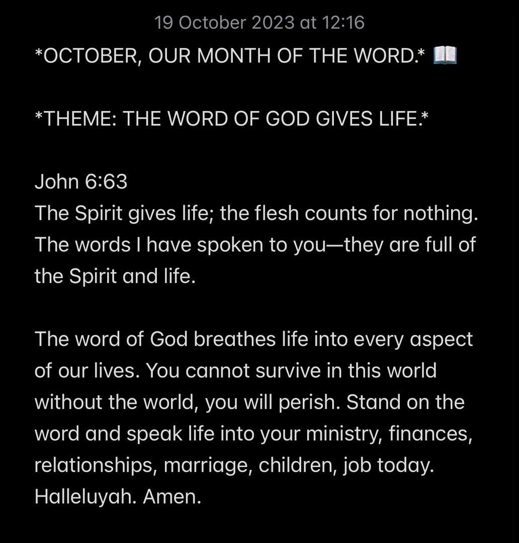 THE WORD OF GOD GIVES LIFE.