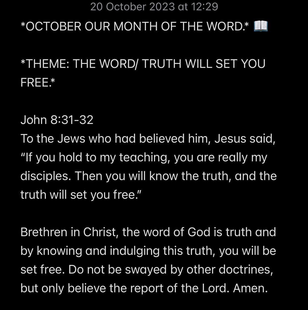 THE WORD/ TRUTH WILL SET YOU FREE.