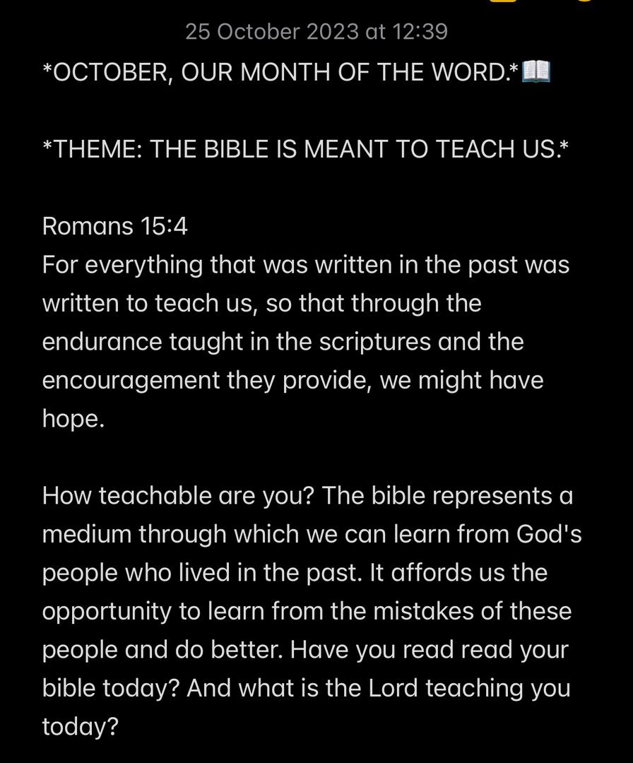 THE BIBLE IS MEANT TO TEACH US.