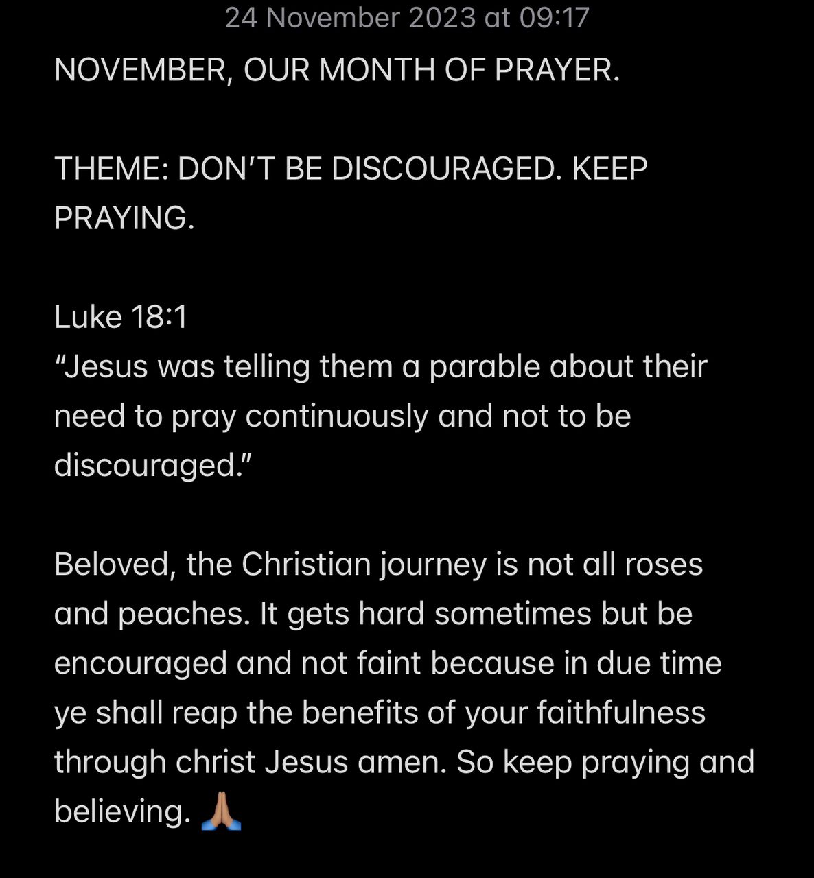 DON’T BE DISCOURAGED. KEEP PRAYING.