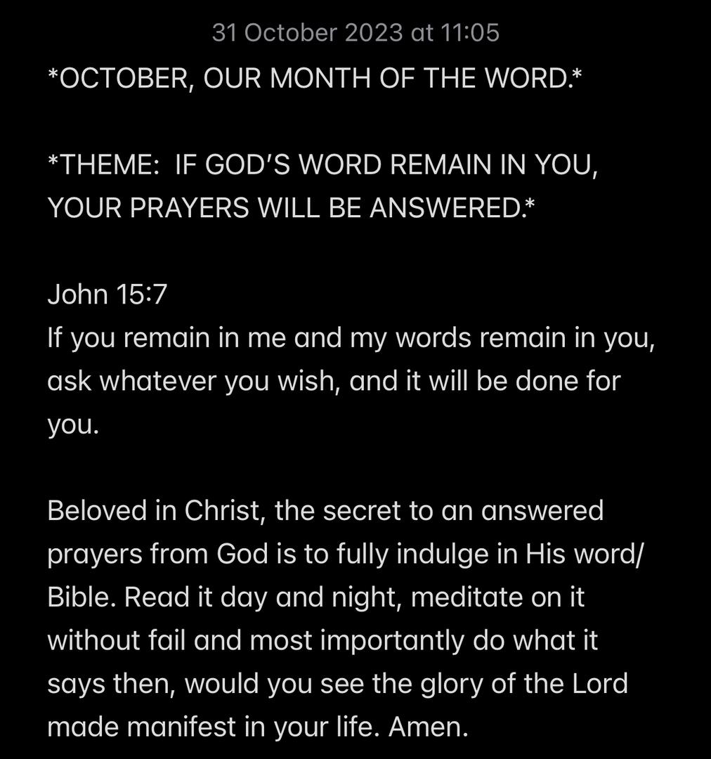 IF GOD’S WORD REMAIN IN YOU, YOUR PRAYERS WILL BE ANSWERED.