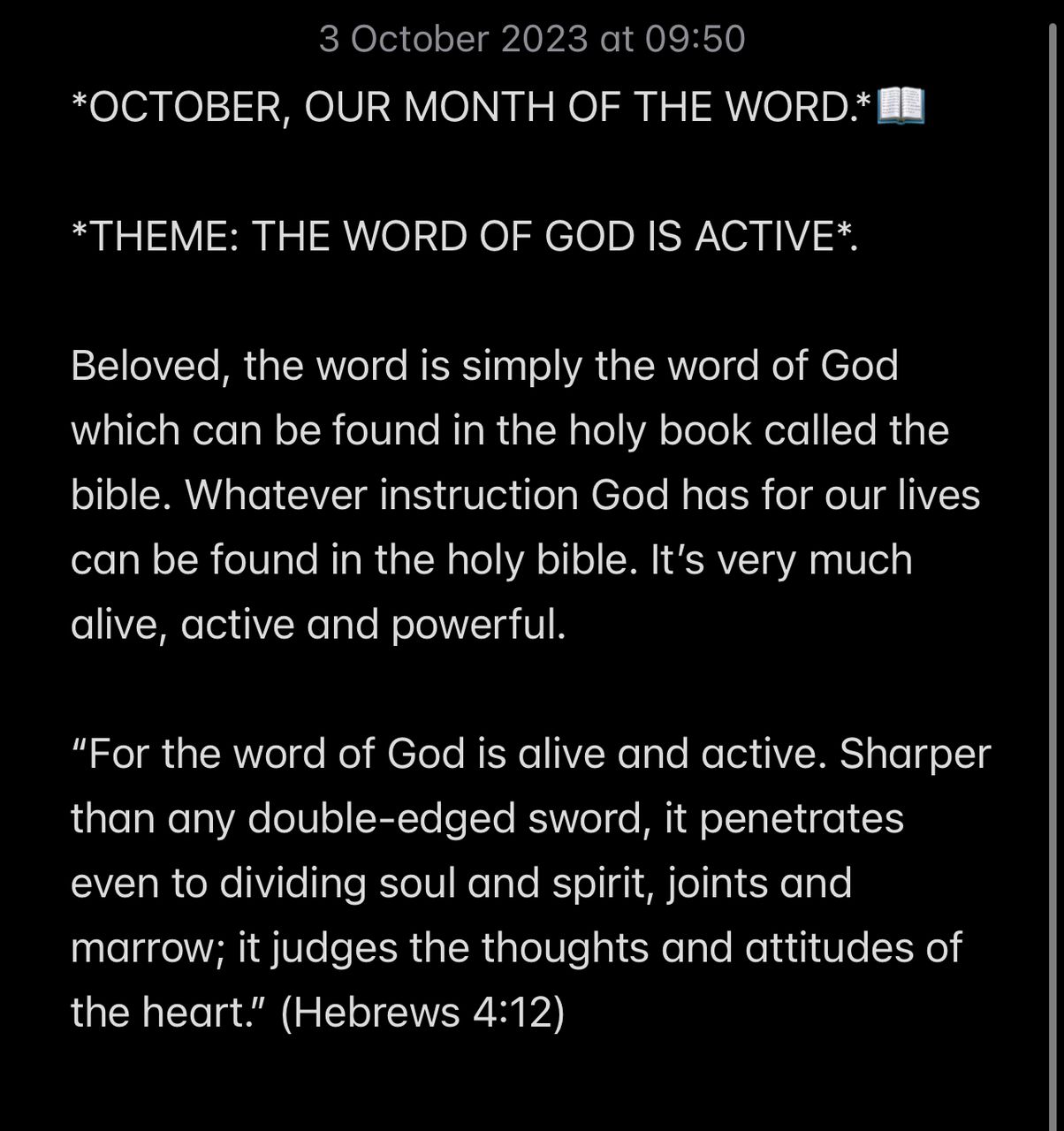THE WORD OF GOD IS ACTIVE.