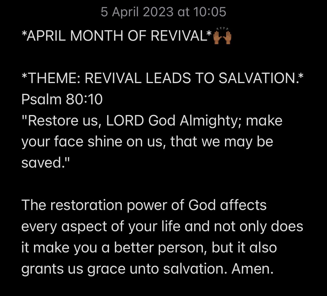 REVIVAL LEADS TO SALVATION