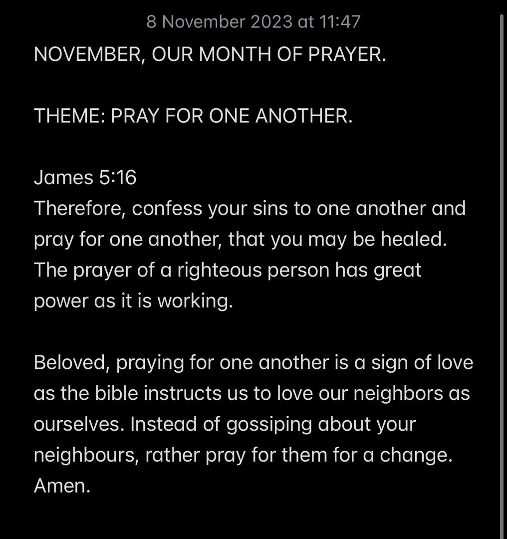 PRAY FOR ONE ANOTHER.