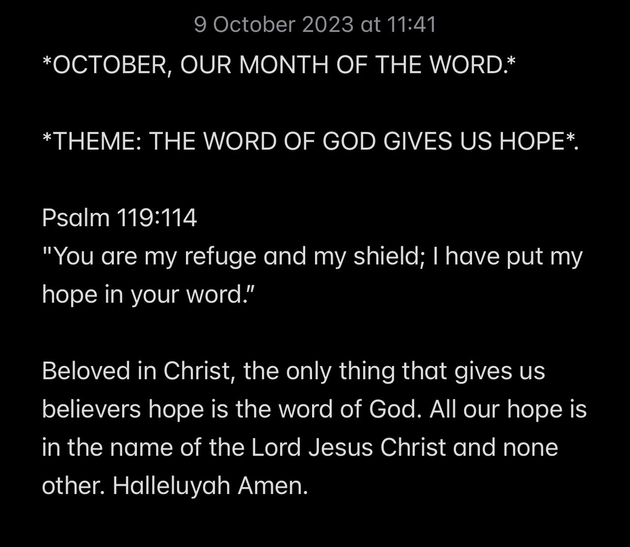 THE WORD OF GOD GIVES US HOPE.