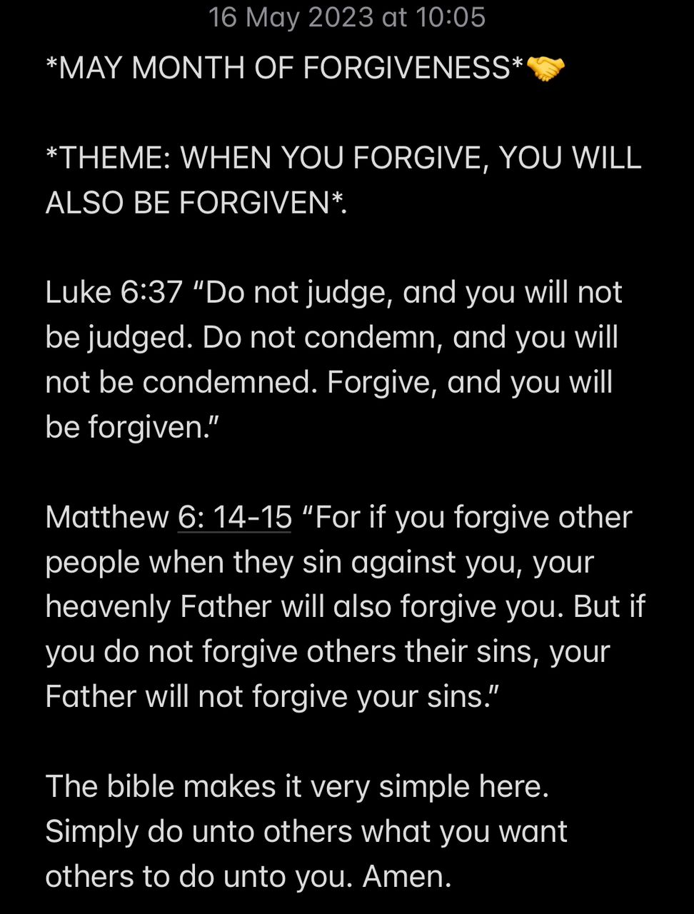 FORGIVE AND BE FORGIVEN