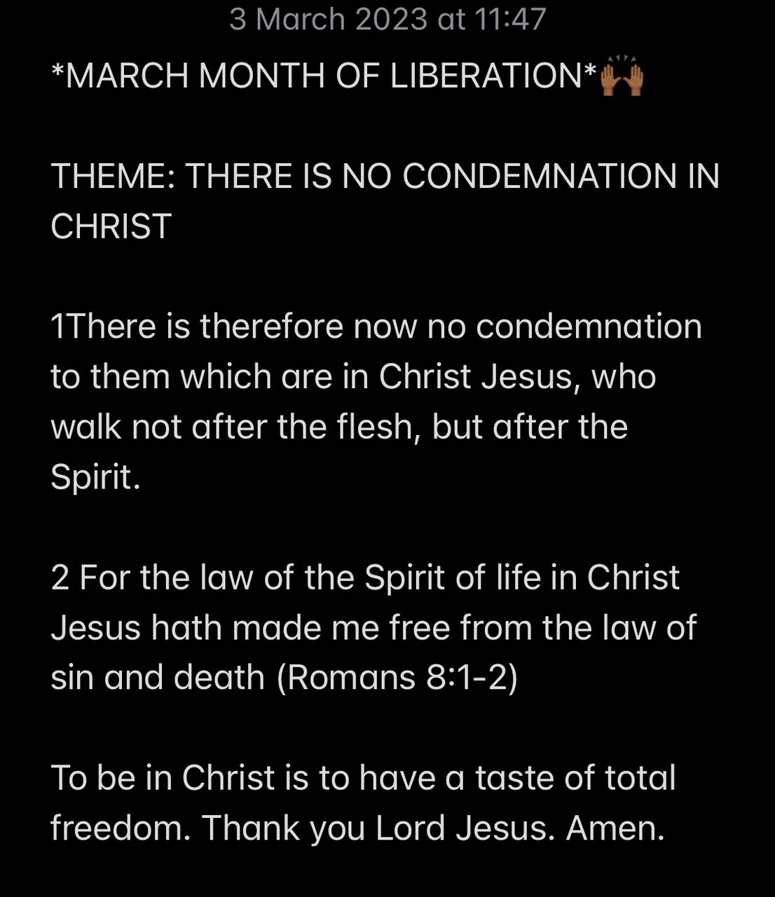 THERE IS NO CONDEMNATION IN CHRIST
