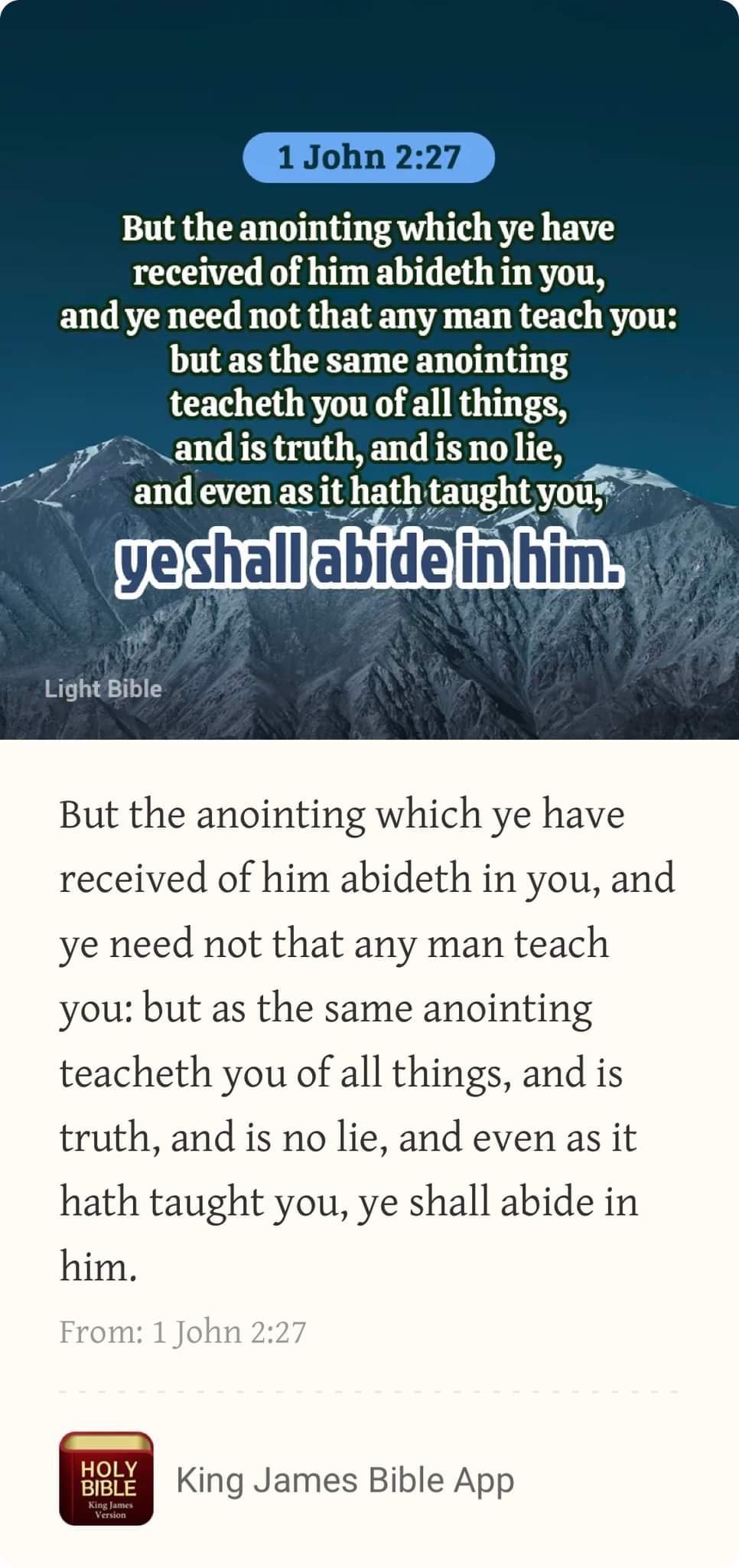 THE ANOINTING OF THE LORD ABIDETH IN YOU.