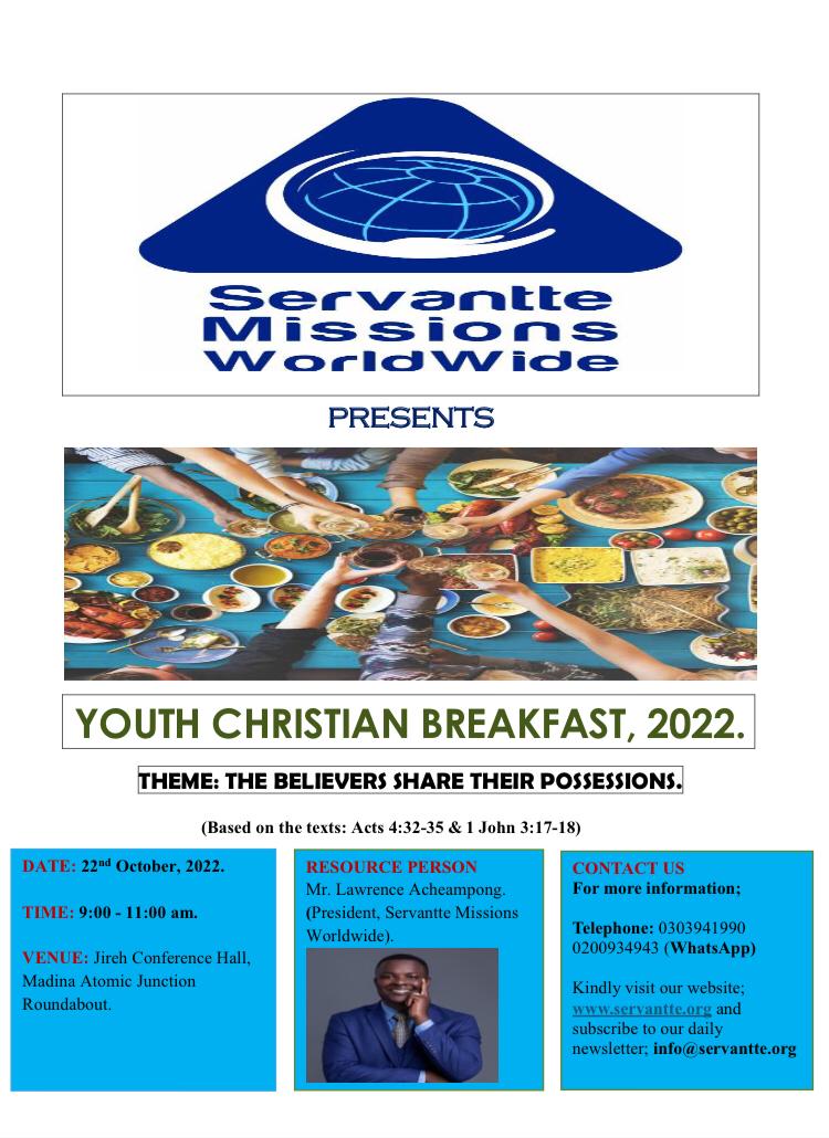 YOUTH CHRISTIAN BREAKFAST 22- TWO DAYS MORE