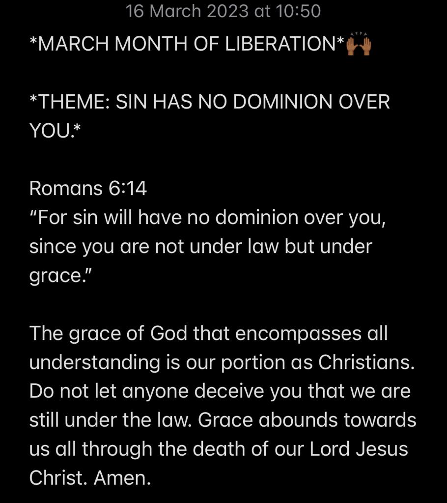 SIN HAS NO DOMINION OVER YOU.