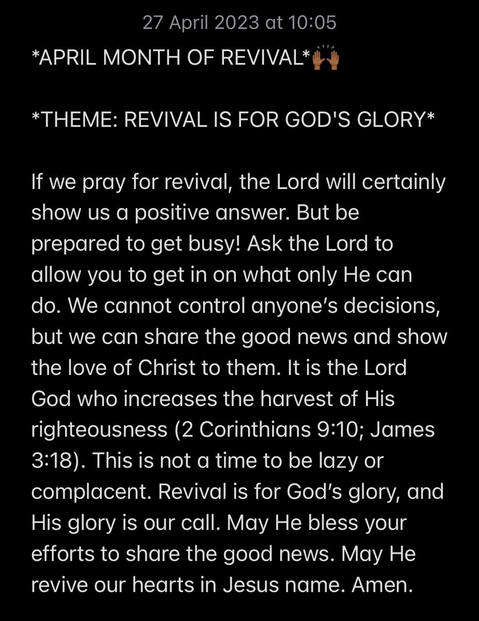 REVIVAL IS FOR GOD'S GLORY