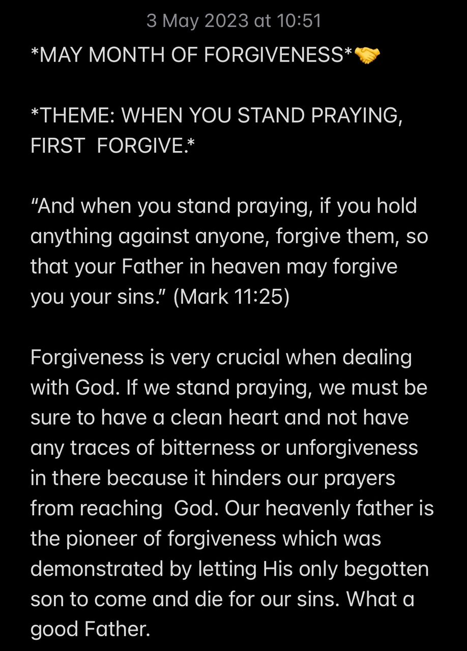 WHEN YOU STAND PRAYING, FIRST FORGIVE.