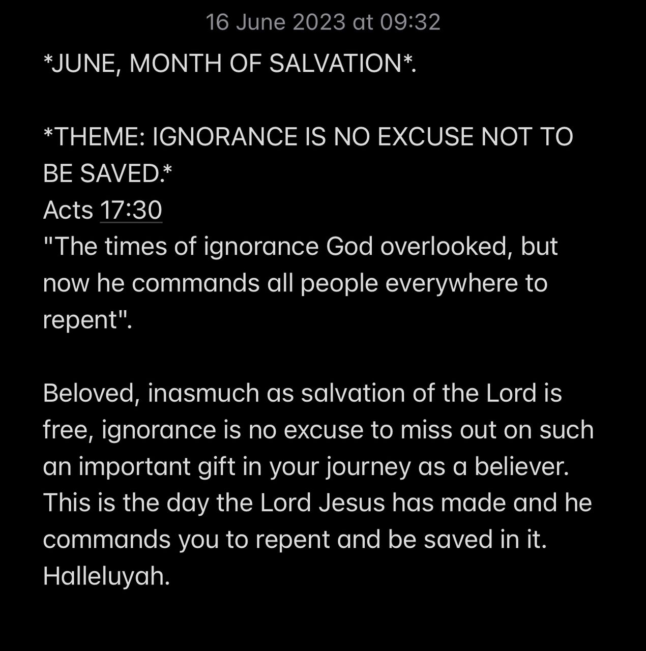 IGNORANCE IS NO EXCUSE WHEN IT COMES TO SALVATION.