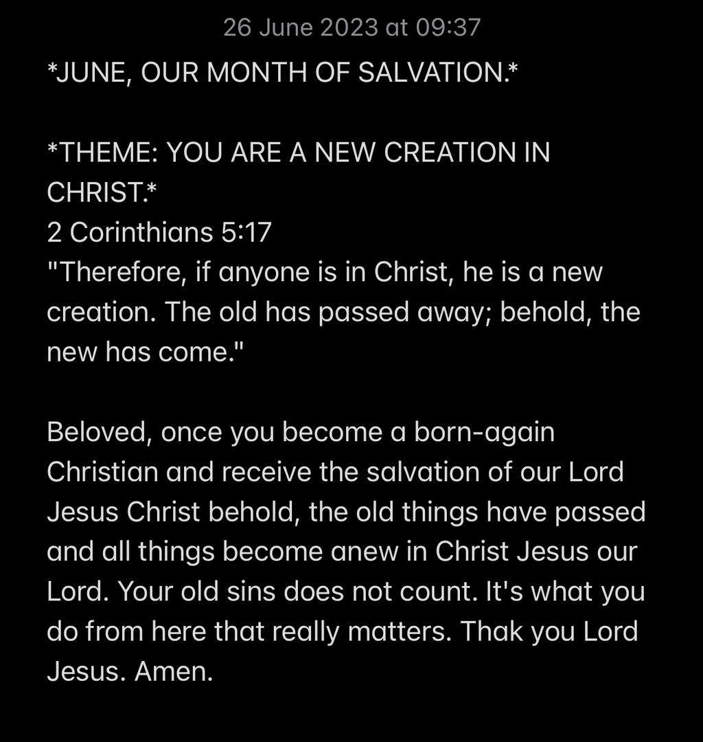 NEW CREATION IN CHRIST JESUS.