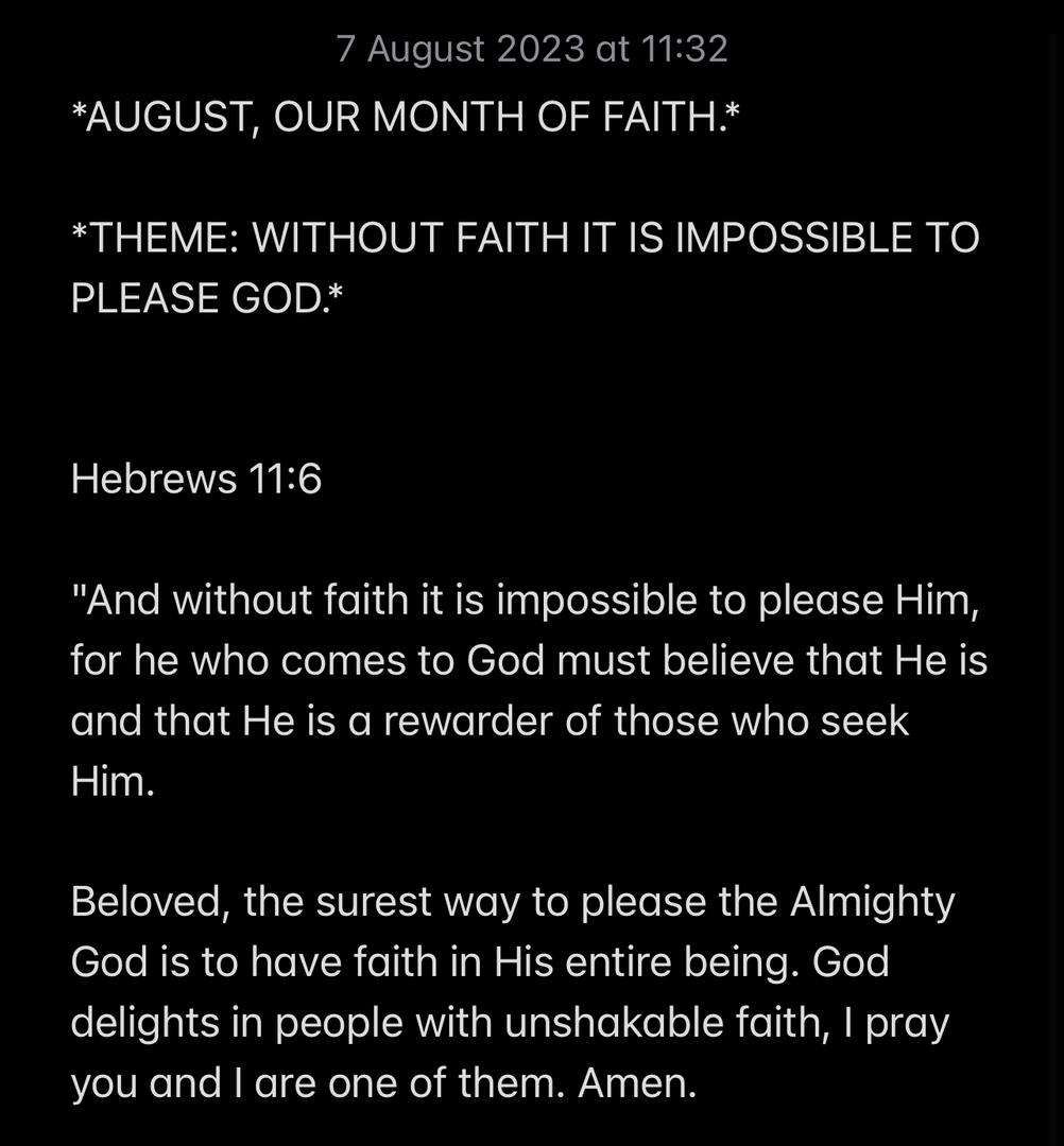 WITHOUT FAITH IT IS IMPOSSIBLE TO PLEASE GOD.
