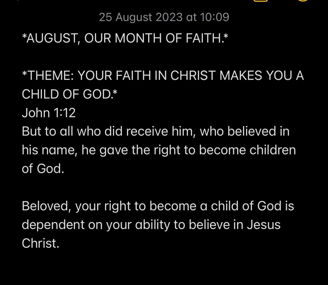 YOUR FAITH IN CHRIST MAKES YOU A CHILD OF GOD.