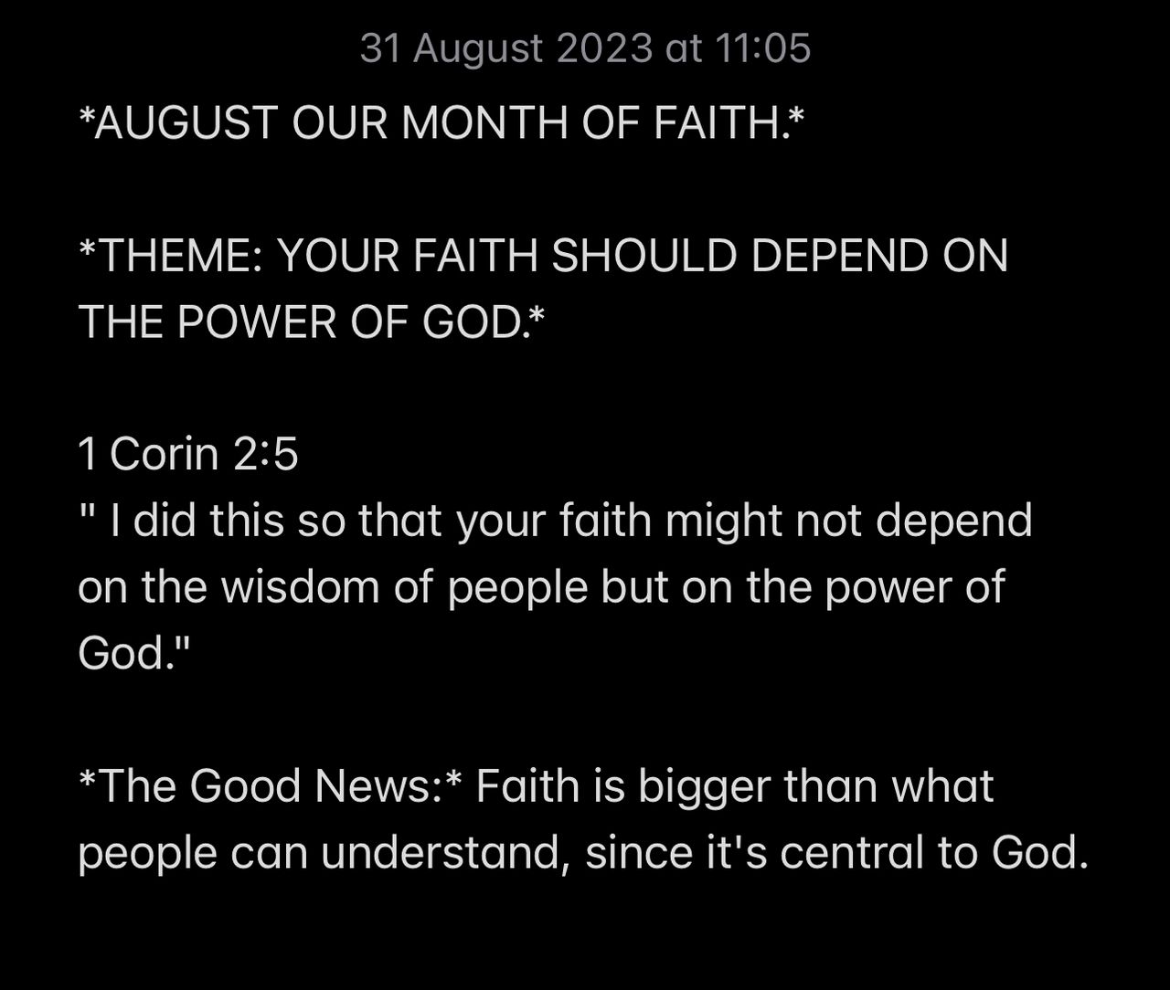YOUR FAITH SHOULD DEPEND ON THE POWER OF GOD.