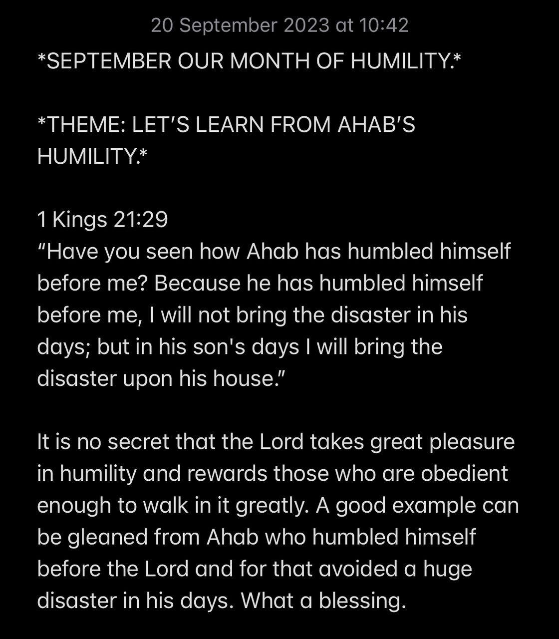 LET’S LEARN FROM AHAB’S HUMILITY.