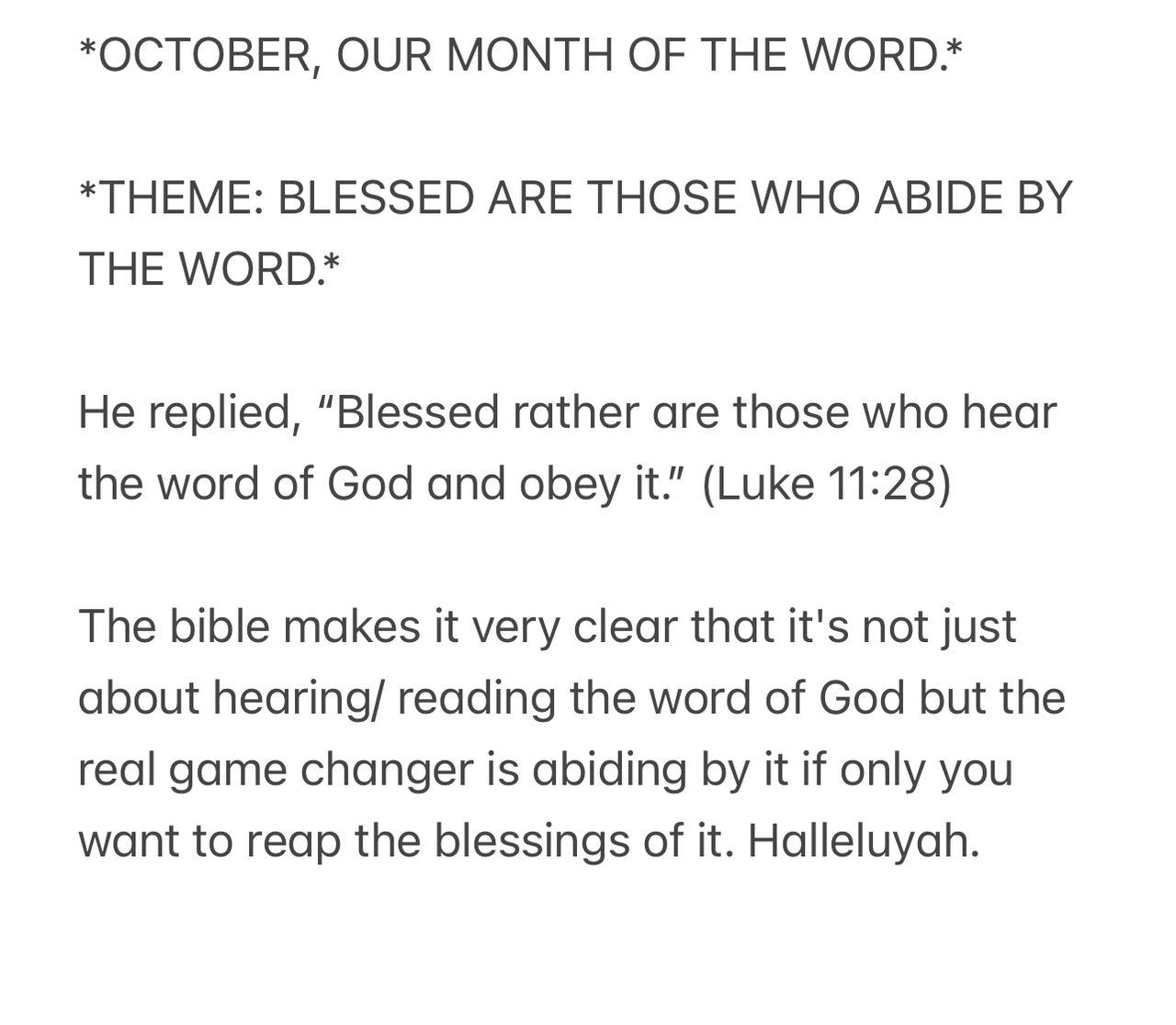 BLESSED ARE THOSE WHO ABIDE BY THE WORD.