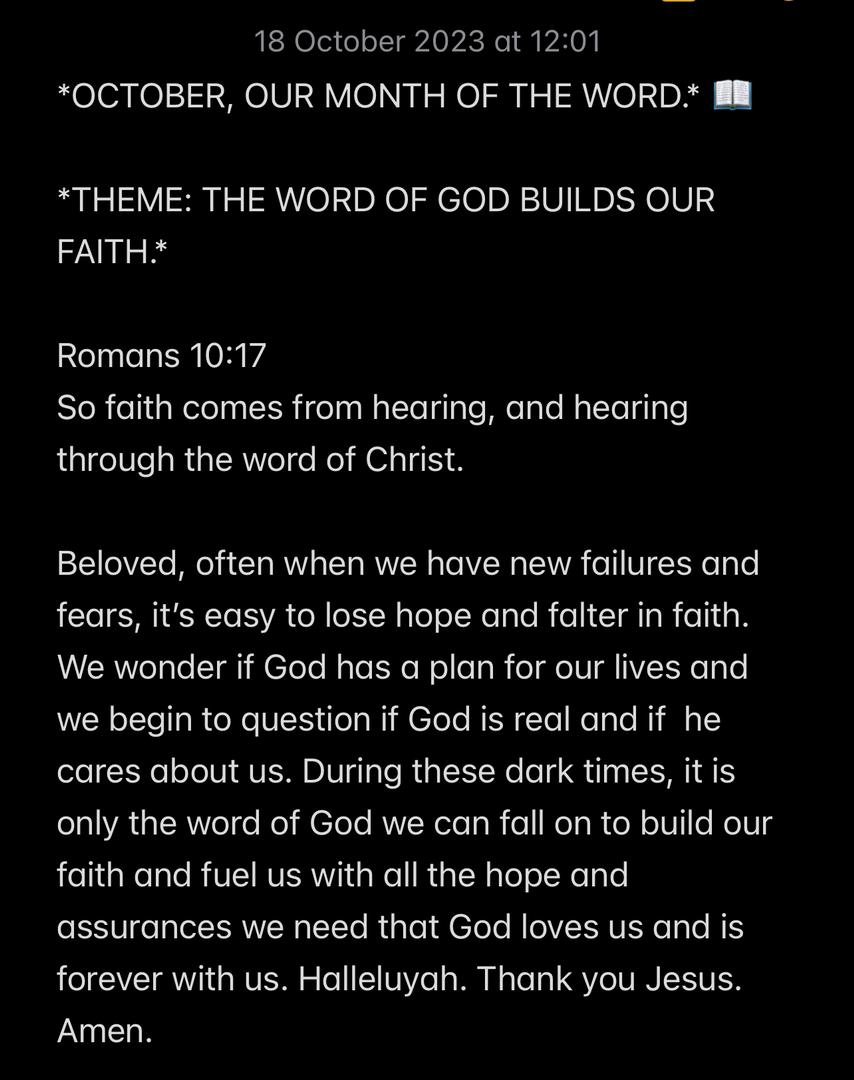 THE WORD OF GOD BUILDS OUR FAITH.